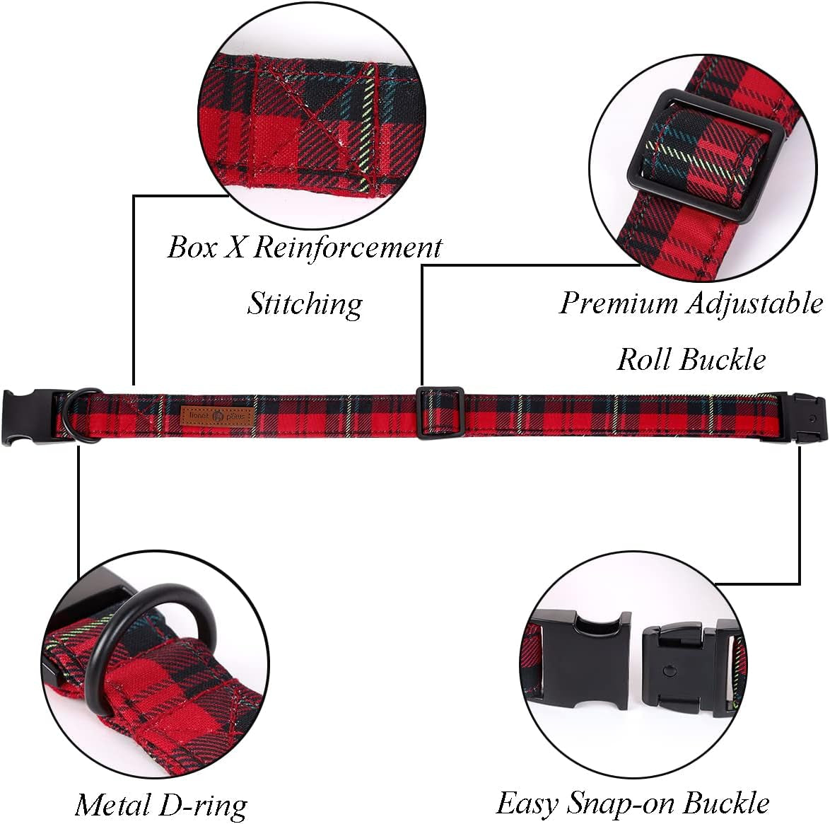 Christmas Dog Collar with Bowtie, Dog Bowtie Collar with Metal Buckle for Dogs, Adjustable Comfortable Dog Collar Girl Boy Gift, XL, Neck 16-26 In