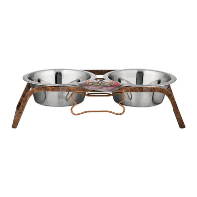 Loving Pets Double Diner – Rustic Bone Design (1 Quart)