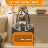Elevated Dog Car Seat Booster for Small Dogs & Cats – Travel Carrier Bed with Adjustable Straps