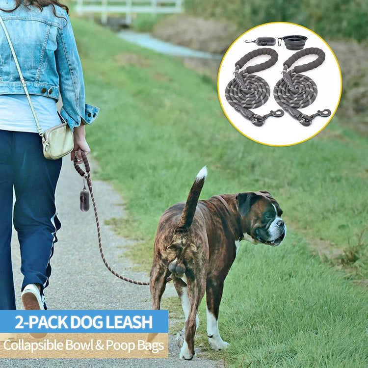2 Packs 5/6 FT Dog Leash with Comfortable Padded Handle and Highly Reflective Threads Dog Leashes for Small Medium and Large Dogs (5FT-1/2&