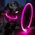 Light up Dog Collar - Waterproof LED Pet Collar Rechargeable, TPU Cuttable Glow in the Dark Dog Lights for Night Walking (Pink)