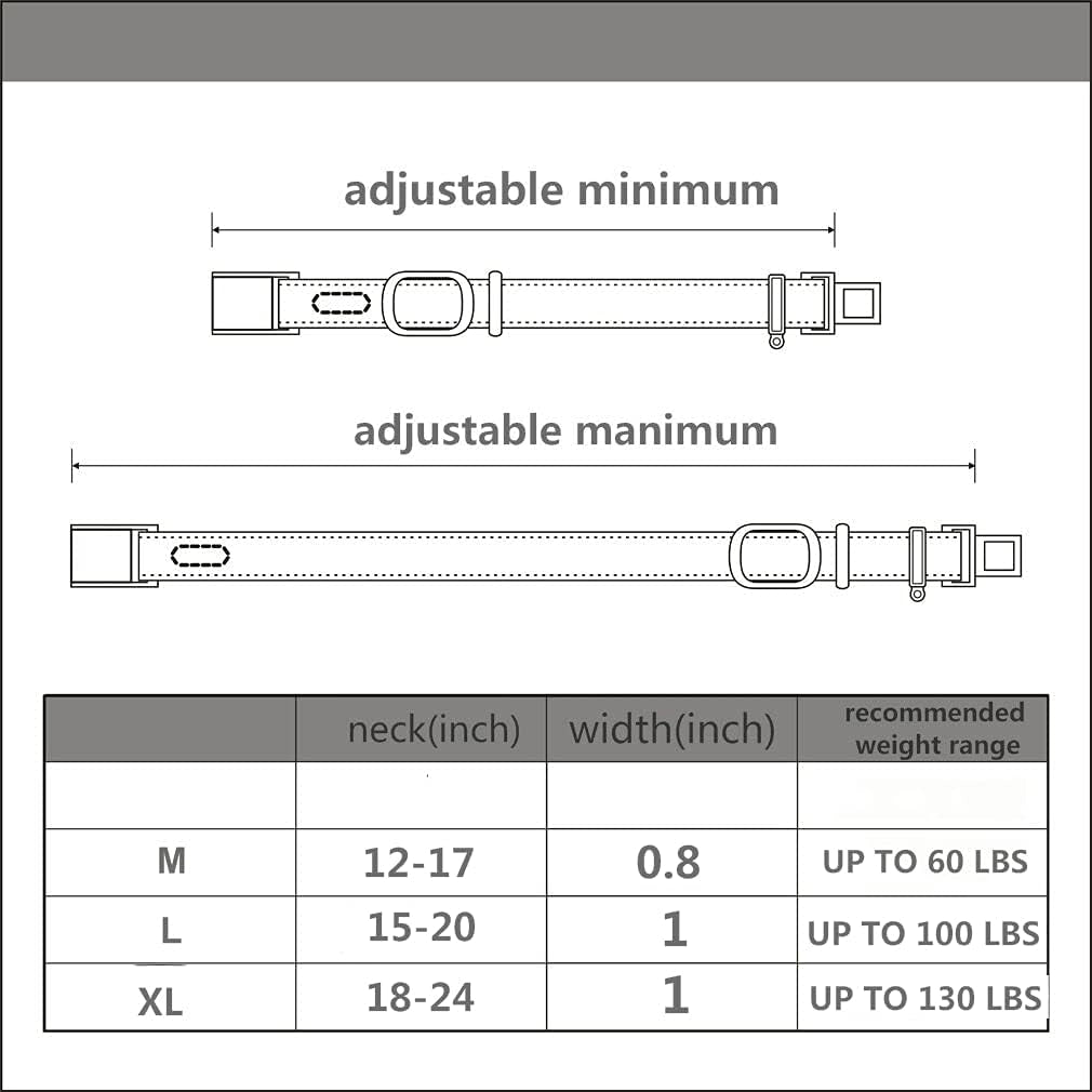 Luxury Padded Adjustable Heavy Duty Nylon Dog Collar, Seatbelt Metal Buckle,For Medium Large Pets