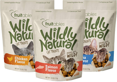Wildly Natural Cat Treat Variety Pack – Chicken, Tuna & Salmon Flavors, 3-Pack (2.5 oz Each)