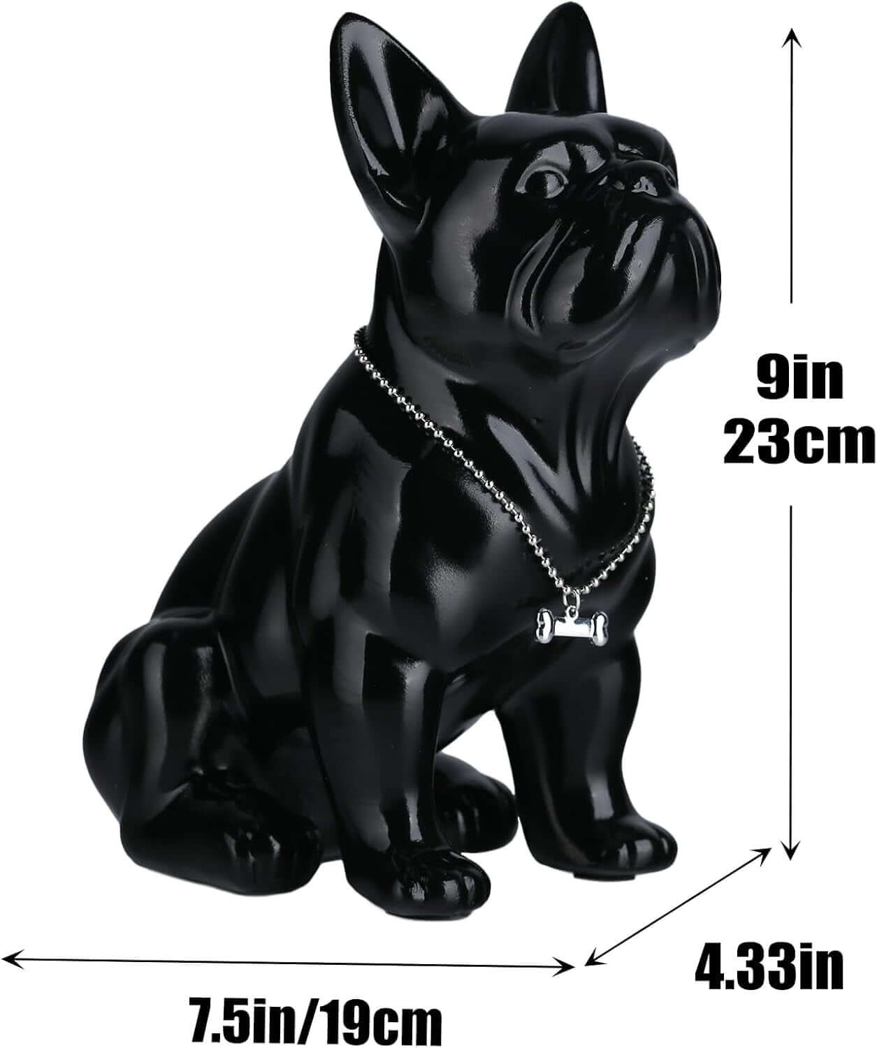 Black French Bulldog Statue,Pug Resin Sitting Dog Statue, English Bulldog Home Decoration Sculpture, Living Room Desktop Decoration, Modern Collection Art Dog Gift