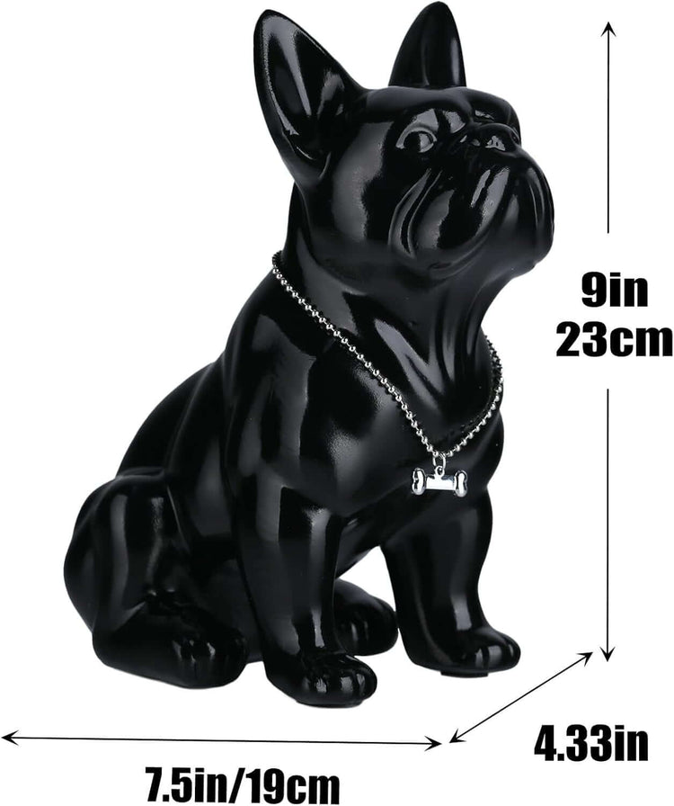 Black French Bulldog Statue,Pug Resin Sitting Dog Statue, English Bulldog Home Decoration Sculpture, Living Room Desktop Decoration, Modern Collection Art Dog Gift