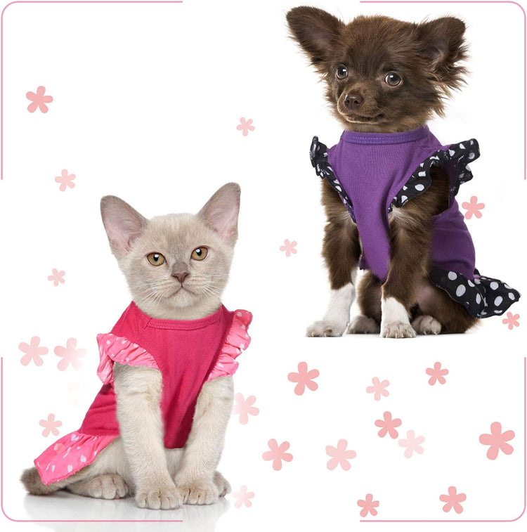 2 Pieces Dog Dresses for Dogs Cute Girl Female Pet Dress Mommy Puppy Shirt Skirt Dresses Pet Summer Clothes Apparel for Cats(Love and Me,X-Small)