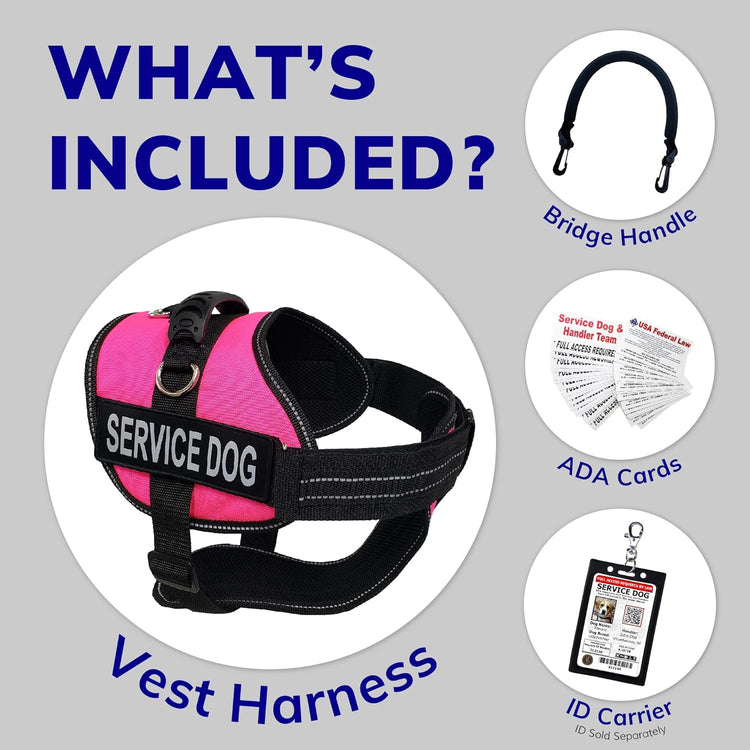 Service Dog Harness Vest – Active dogs, Medium (22–30” Girth), Hot Pink
