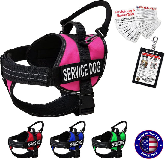 Service Dog Harness Vest – Active dogs, Medium (22–30” Girth), Hot Pink