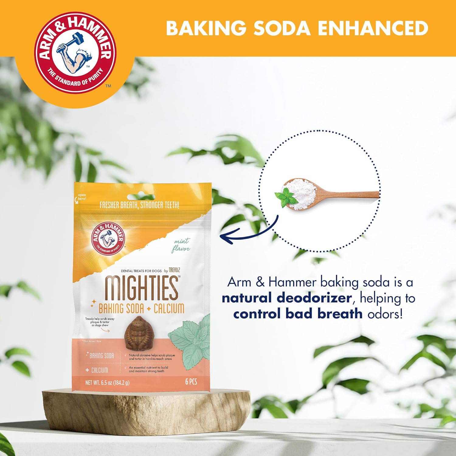 Mighties by Treadz Dental Treats for Dogs – Mint, 6 Pcs (Gorilla Shape)