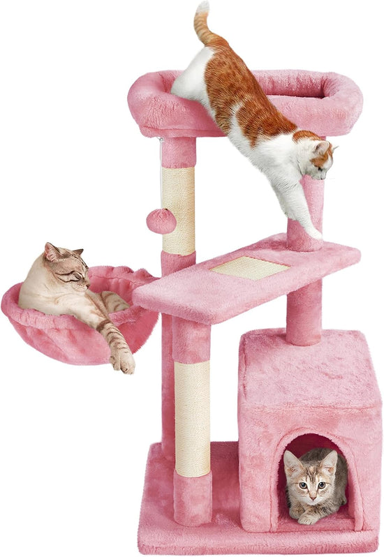 Cat Tree, 34In Cat Tower, Multi-Level Cat Condo with Extra Scratch Boards and Sisal Posts as Kitty Activity Center Pet Stand Tree for Indoor Kittens