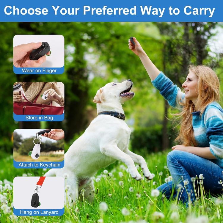 Dog Training Clicker with Finger Ring – 2 Pack (Black & White)