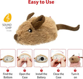 Automatic Moving Mouse Cat Toy with Squeaky Sound – Interactive Electronic Toy for Indoor Cats (Brown Ears)