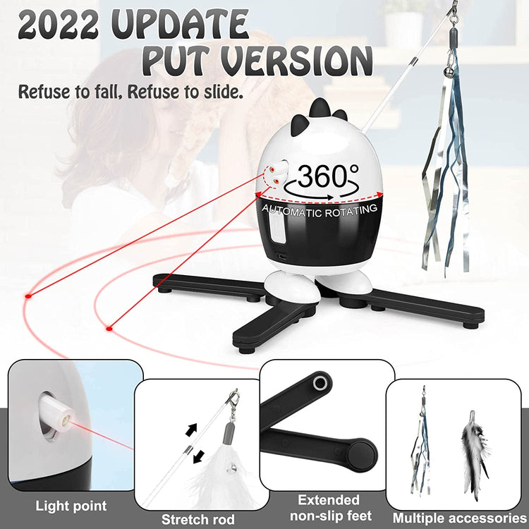 Cat Toys Interactive, Cat Light Toy and Cat Feather Toys 2 in 1, Recharge Cat Exercise Toys for Indoor Cats Automatic Cat Toys Interactive for Kitten