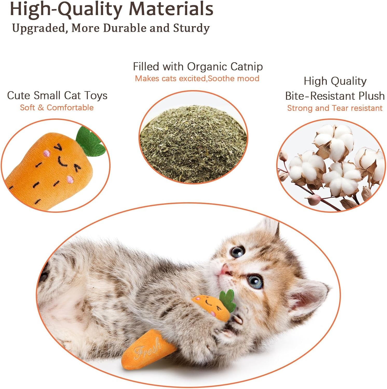 Catnip Cat Toys 5-Pack – Durable Vegetable-Shaped Teething Chew Toys for Indoor Kittens and Cats