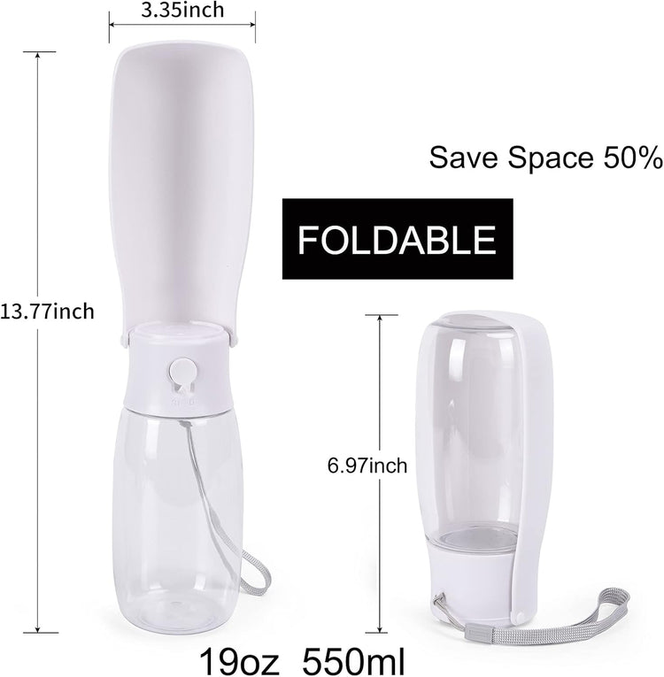 Portable Dog Water Bottle with Leak-Proof Bowl – 10-19 oz, Dishwasher Safe, Travel & Walking Dispenser