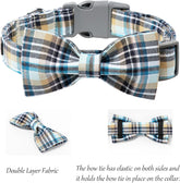 Dog and Cat Collar with Bowtie Grid Collar Plastic Buckle Light Adjustable Collars for Small Medium Large Dogs