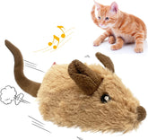 Automatic Moving Mouse Cat Toy with Squeaky Sound – Interactive Electronic Toy for Indoor Cats (Brown Ears)