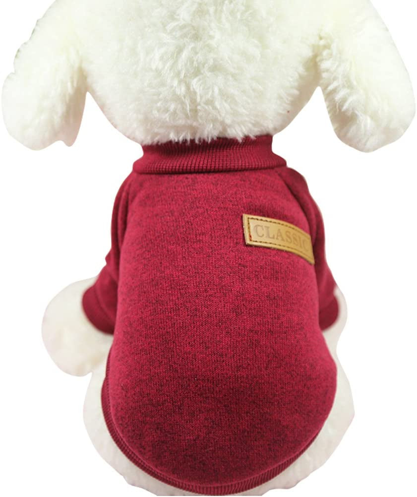 Small Dog Sweater Warm Winter Puppy Pet Coat Soft Sweater Clothes for Small Dogs Outfit (XS, Wine Red)