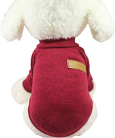 Small Dog Sweater Warm Winter Puppy Pet Coat Soft Sweater Clothes for Small Dogs Outfit (XS, Wine Red)
