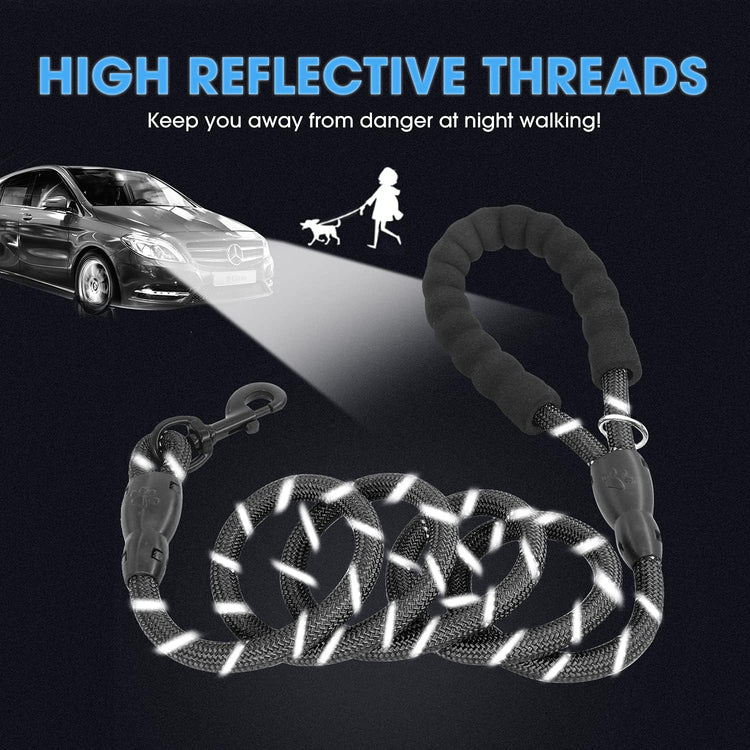 2 Packs 5/6 FT Dog Leash with Comfortable Padded Handle and Highly Reflective Threads Dog Leashes for Small Medium and Large Dogs (5FT-1/2&