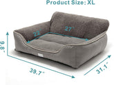 Rectangle Dog Bed Dog Beds for Small Dog Medium Dog Large Dog Washable Sleep Warm Dog Bed with Anti-Slip Bottom (X-Large, Grey)