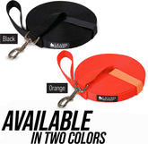 Long Trainer - 1 Inch Nylon Long Dog Training Leash with Storage Strap (50 Ft, Black)