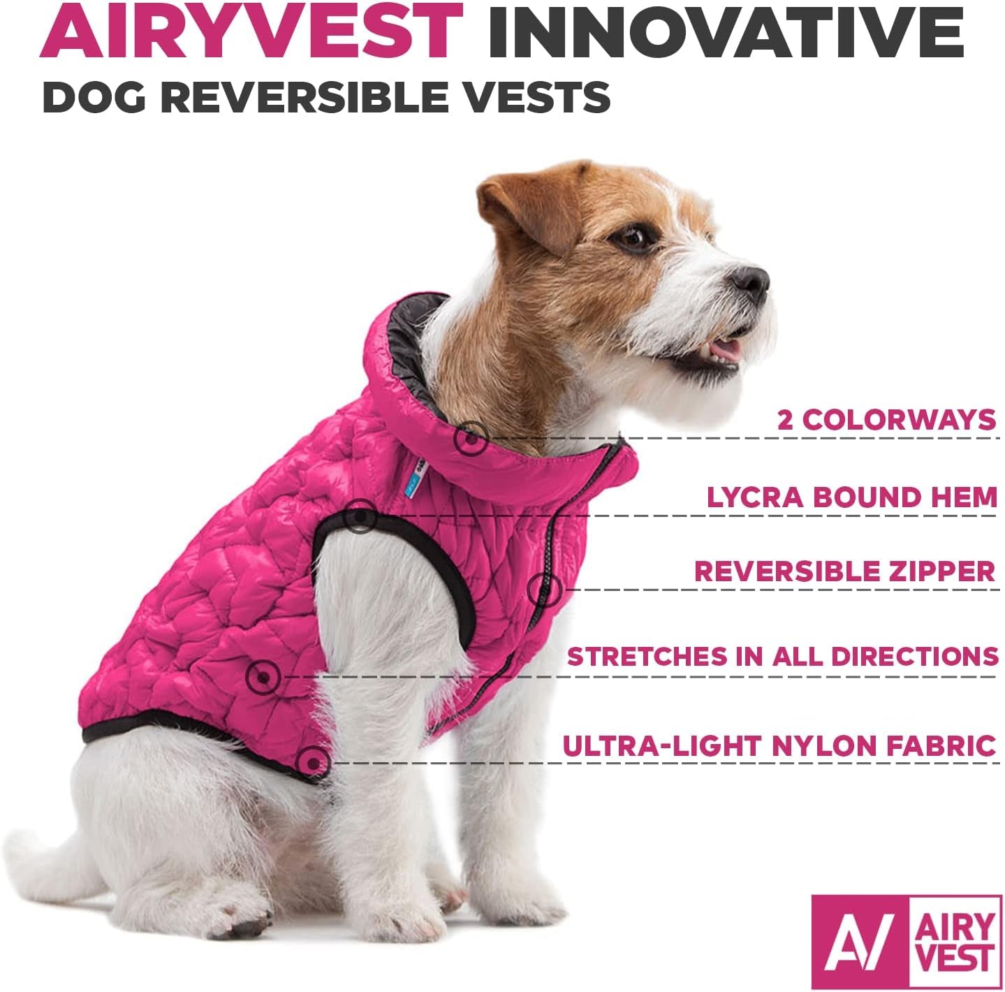 Dog Winter Coat UNI - Lightweight Reversible Warm Dog Jacket - Water Resistant Windproof Jacket - Dog Coats for Medium Dogs, Small & Large Dogs Vest L