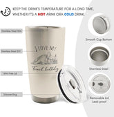 I Love My French Bulldog Dog Mom 20Oz Travel Coffee Mug Tumbler, French Bulldog Frenchie Dog Gifts for Women Men Dogs Lovers, Frenchie Water Stainless Steel Tumbler with Lid and Straw Mug