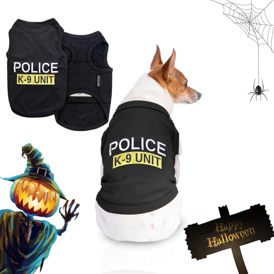 Police K9 Dog Costume - Dog K9 Halloween Shirt - Pet Police Costume - Dogs Costumes for Halloween - Dogs Apparel & Accessories - Sleeved Pet Outfit - 2XL
