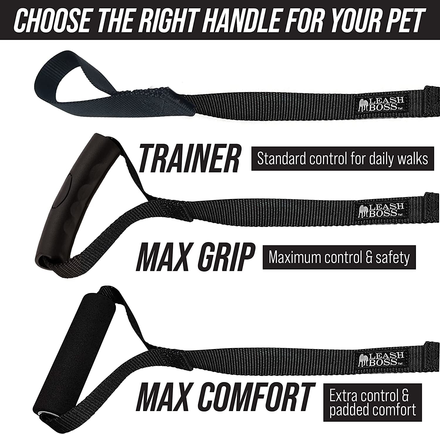 Long Trainer - 1 Inch Nylon Long Dog Training Leash with Storage Strap (50 Ft, Black)