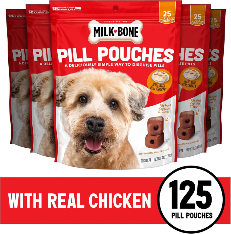 Pill Pouches with Real Chicken – Dog Treats, 6 oz Bag (Pack of 5)