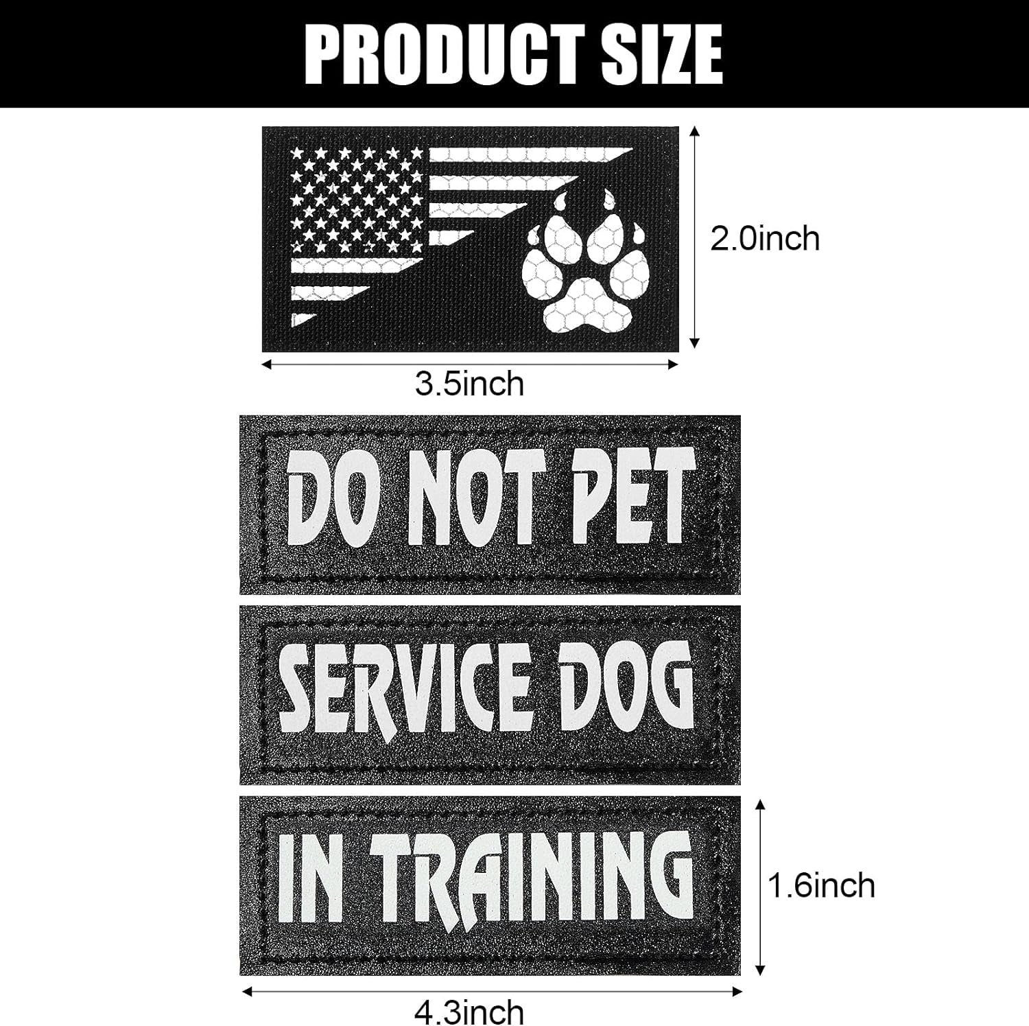 8 Pieces Reflective Service Dog Vest Patches Do Not Pet in Training Harness Removable Tactical Dog Vest Patches with Printed Paw(Classic Patterns,4.3 X 1.6 Inch)