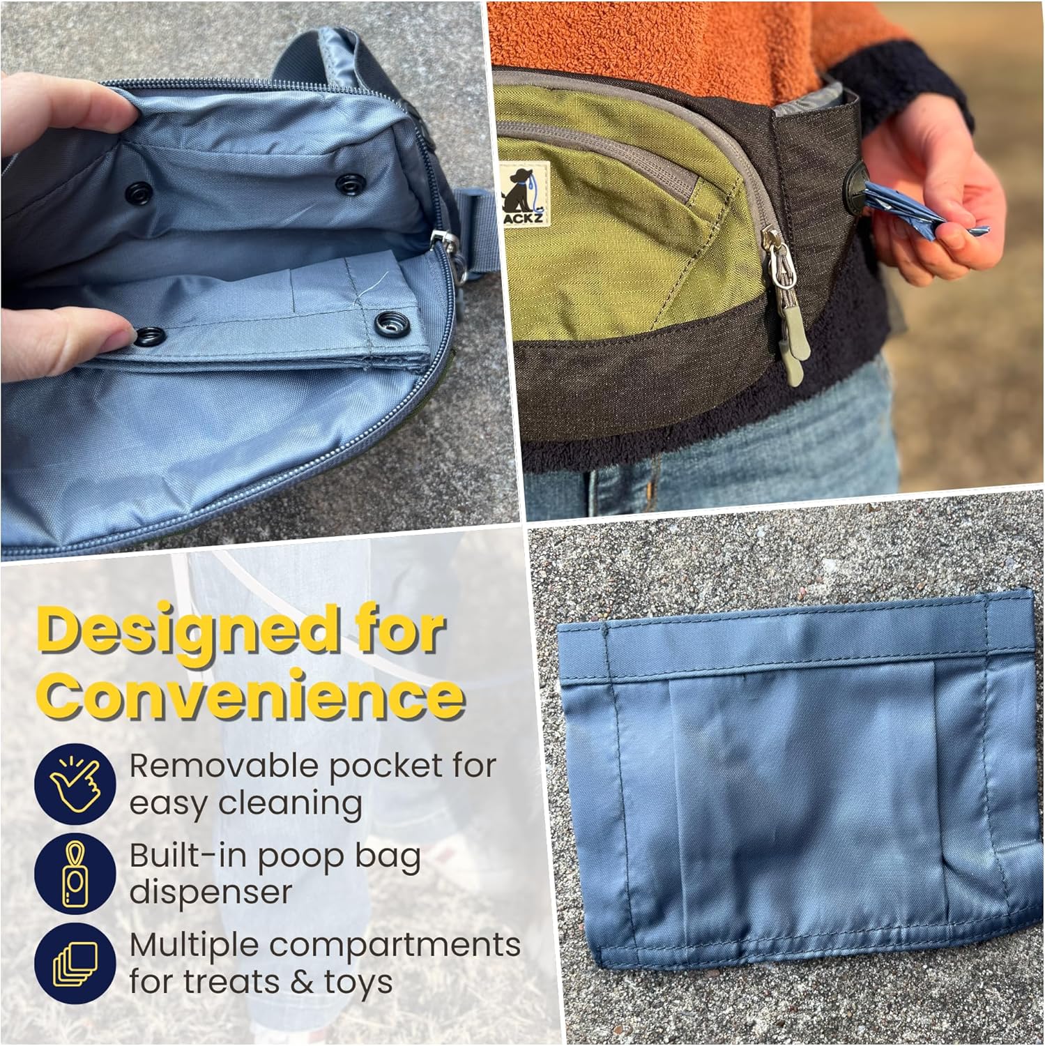 Dog Treat Pouch – Green Training Bag with Removable Pocket & Poop Bag Dispenser