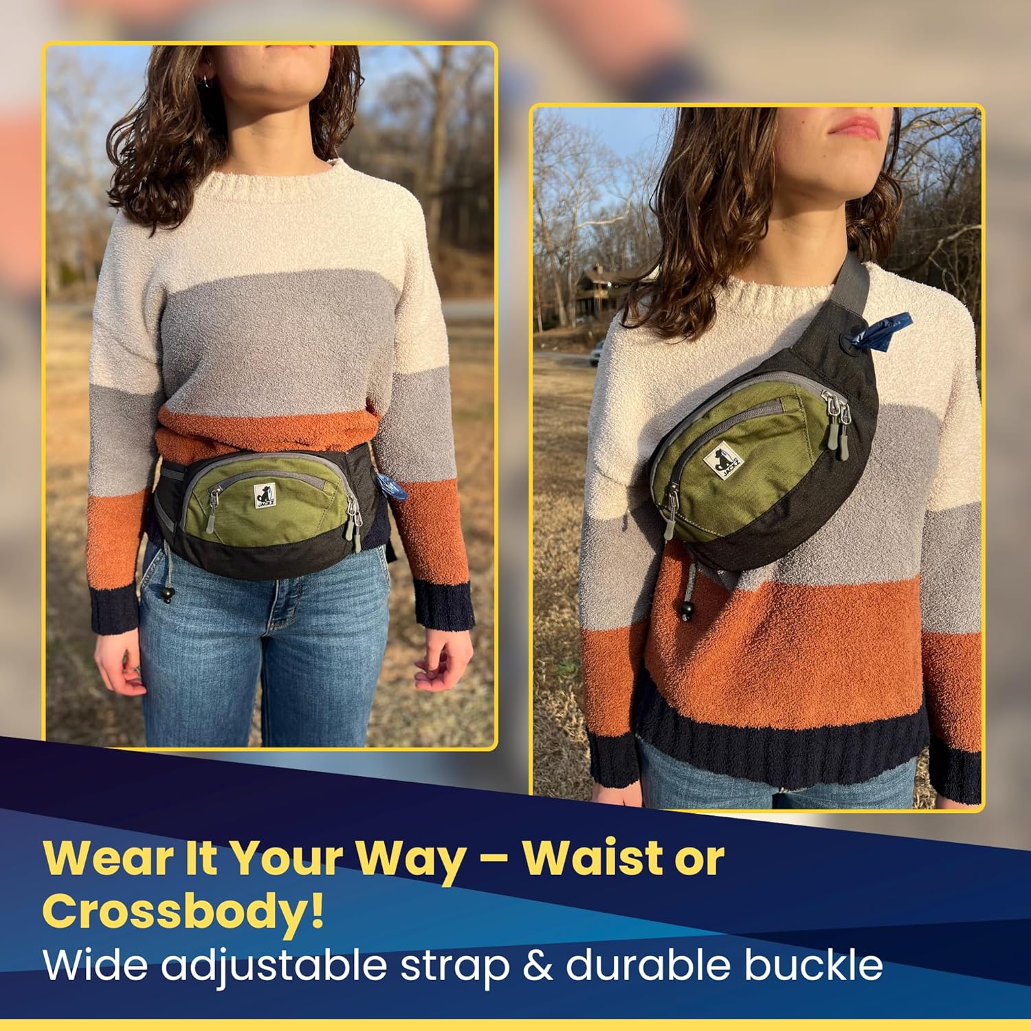 Dog Treat Pouch – Green Training Bag with Removable Pocket & Poop Bag Dispenser