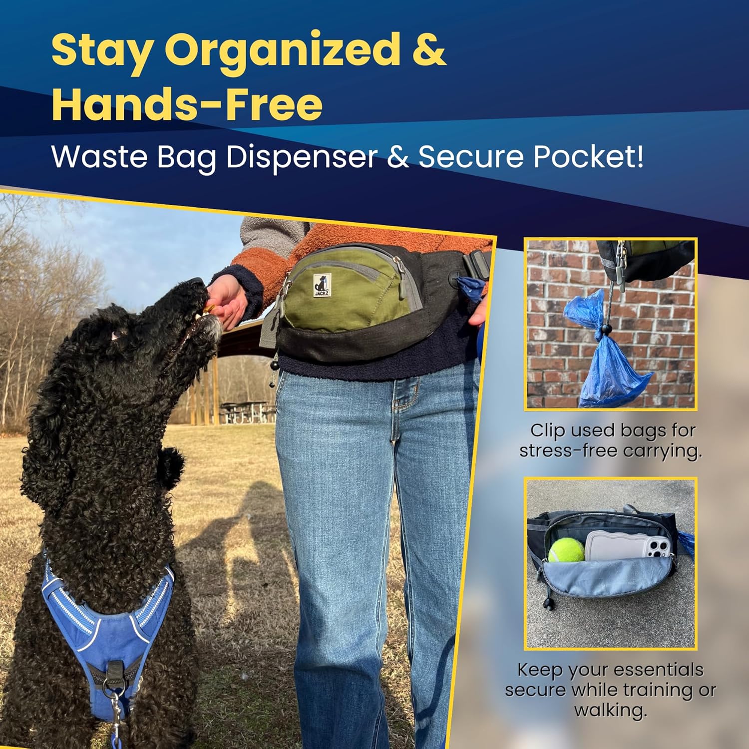 Dog Treat Pouch – Green Training Bag with Removable Pocket & Poop Bag Dispenser