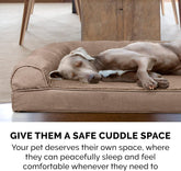 Orthopedic Dog Bed for Large/Medium Dogs W/ Removable Bolsters & Washable Cover, for Dogs up to 55 Lbs - Plush & Suede Sofa - Almondine, Large
