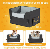 Elevated Dog Car Seat for Small Dogs & Cats – Booster Travel Carrier Bed with Adjustable Straps