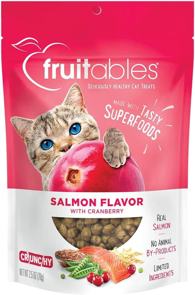 Cat Crunchy Treats for Cats – Healthy Low Calorie Packed with Protein – No Wheat, Corn or Soy – Made with Real Salmon with Cranberry – 2.5 Ounces
