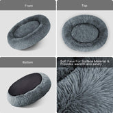 Cuddler Dog Bed | Soft Faux Fur Surface Material | Donut Pillow Bed, Machine Washable | Non-Slip Bottom | Delicate Edge