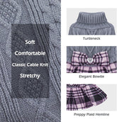 Dog Sweater Warm Pullover Pet Coats Comfy Dogs Clothes with Bowtie Turtleneck Cat Sweaters Thick Dog Sweaters for Small Dogs Male Stretchy Knitwear Pet Sweater Dress for Cold Weather Winter