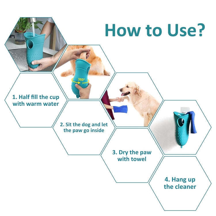 Portable Silicone Paw Cleaner and Scrubber for Large and Medium Breed Dogs - Muddy Paw Cleaning Cup