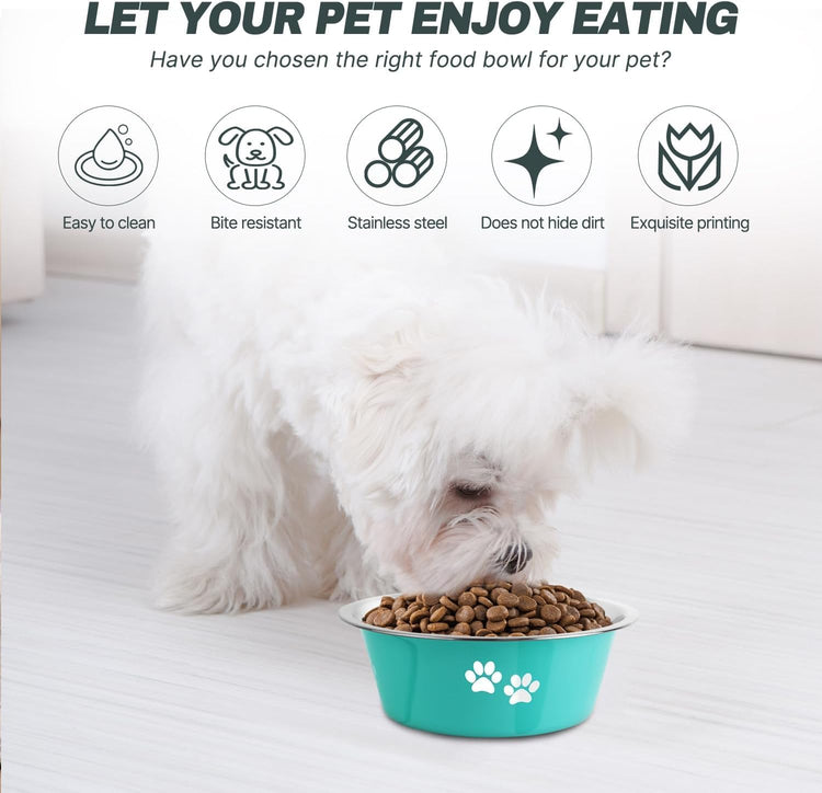 2-Pack Stainless Steel Dog Bowls – Non-Slip, Medium Size (3.6 Cups)