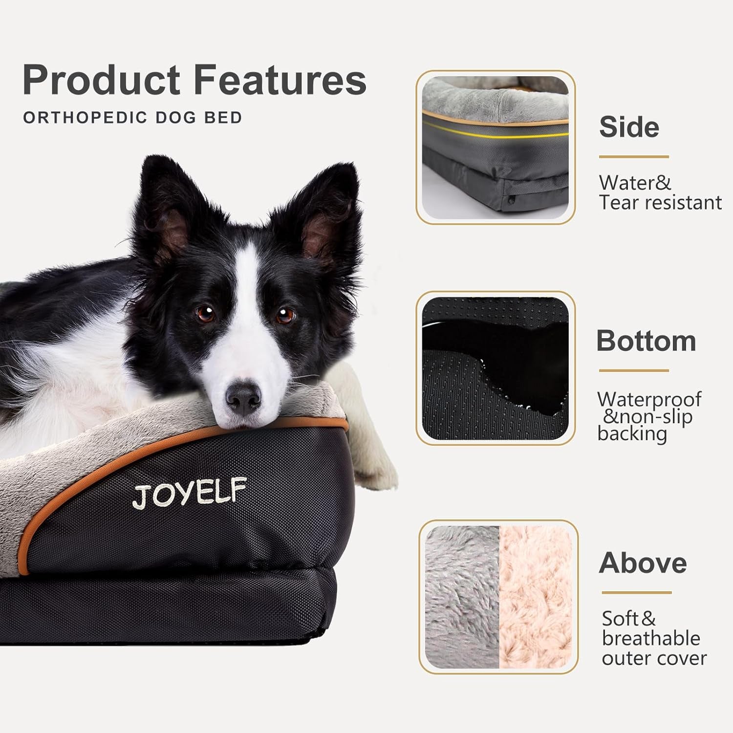 Large Memory Foam Dog Bed, Orthopedic Dog Bed & Sofa with Removable Washable Cover and Squeaker Toy as Gift