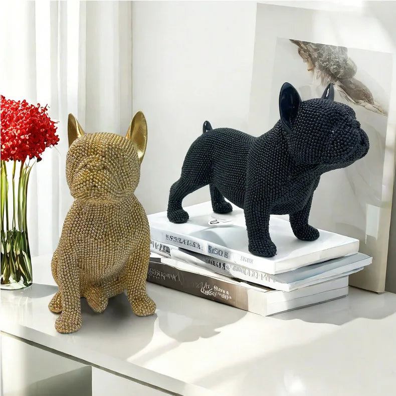 Beaded French Bulldog resin statue, colorful animal,home table centerpiece, office Decor, room Decor, shelf Decor, holiday gift.