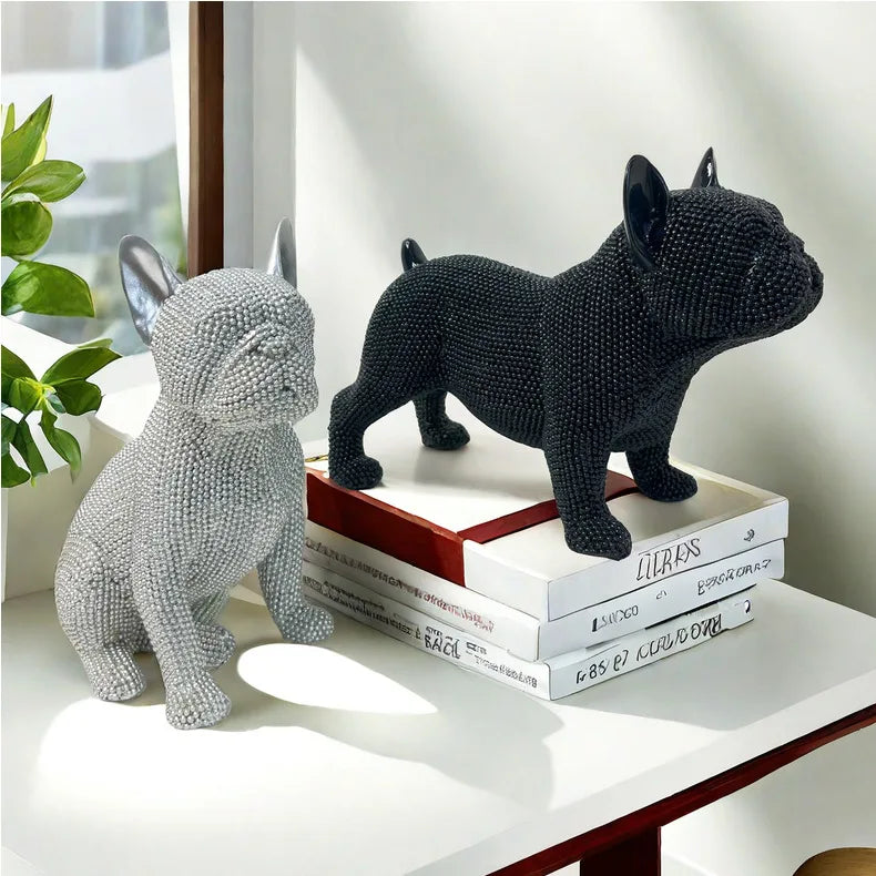 Beaded French Bulldog resin statue, colorful animal,home table centerpiece, office Decor, room Decor, shelf Decor, holiday gift.