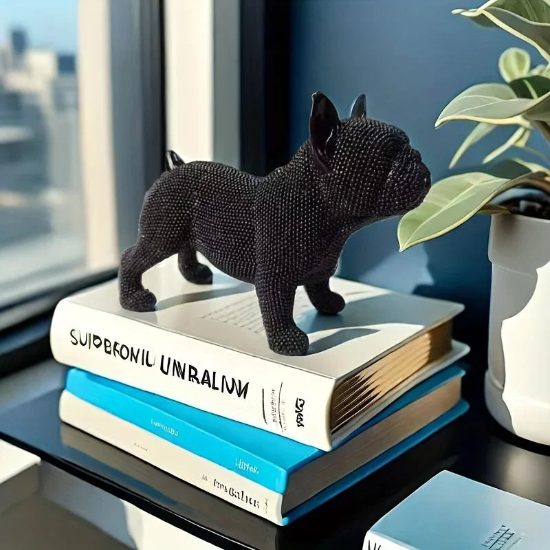 Beaded French Bulldog resin statue, colorful animal,home table centerpiece, office Decor, room Decor, shelf Decor, holiday gift.