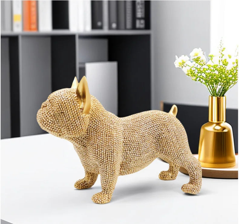 Beaded French Bulldog resin statue, colorful animal,home table centerpiece, office Decor, room Decor, shelf Decor, holiday gift.