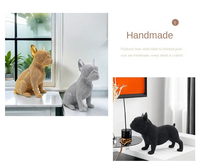 Beaded French Bulldog resin statue, colorful animal,home table centerpiece, office Decor, room Decor, shelf Decor, holiday gift.