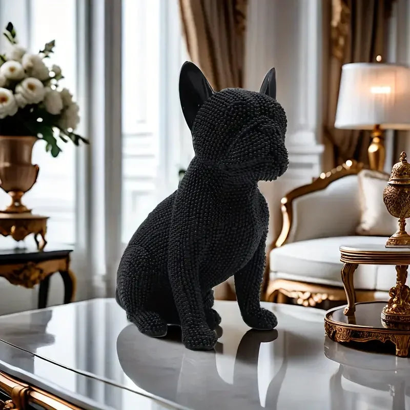 Beaded French Bulldog resin statue, colorful animal,home table centerpiece, office Decor, room Decor, shelf Decor, holiday gift.