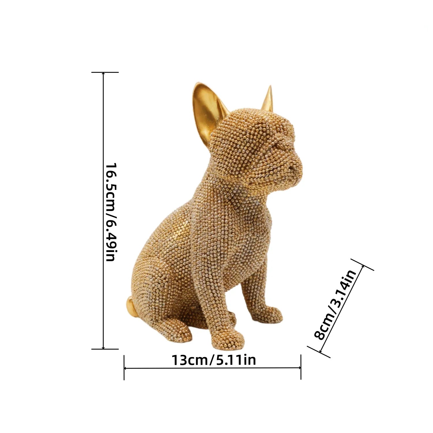 Beaded French Bulldog resin statue, colorful animal,home table centerpiece, office Decor, room Decor, shelf Decor, holiday gift.